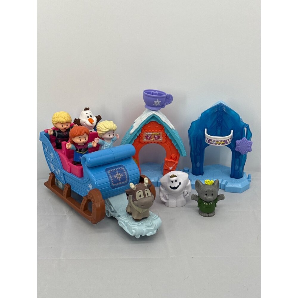 Fisher Price Little People Disney Frozen Kristoff's Sleigh Anna Elsa Olaf Sven